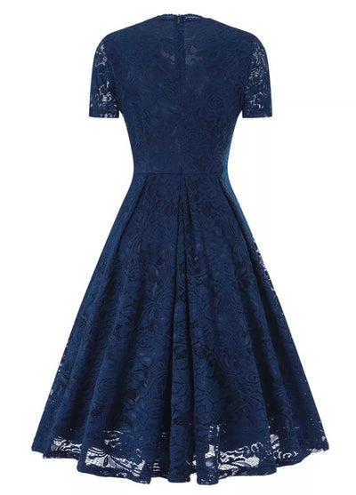 Vintage Marineblå Broderikjole