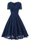 Vintage Marineblå Broderikjole