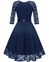 Vintage Blå Broderikjole