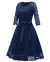 Vintage Blå Broderikjole