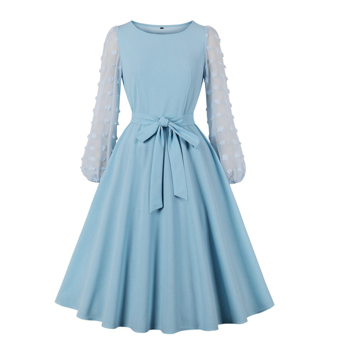 Vintage Himmelblå Broderikjole