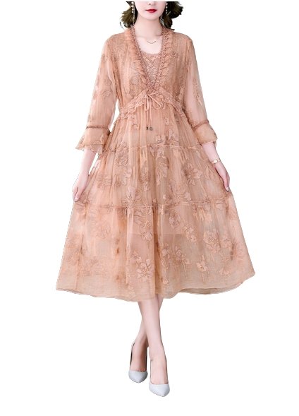 Vintage Blomsterbroderikjole