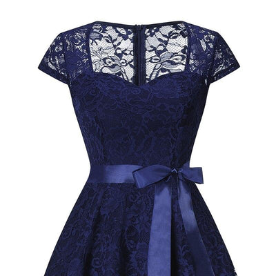 Vintage Marineblå Broderikjole