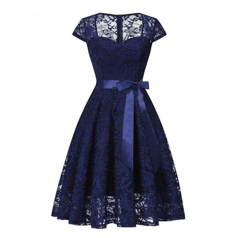Vintage Marineblå Broderikjole