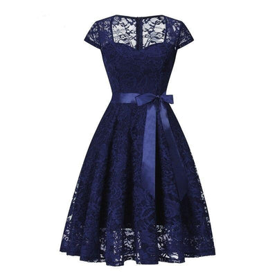 Vintage Marineblå Broderikjole