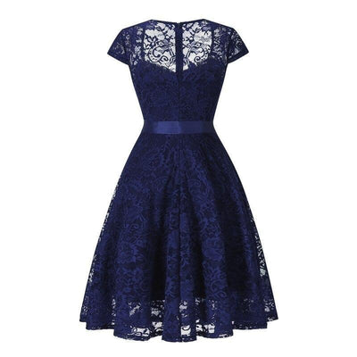 Vintage Marineblå Broderikjole