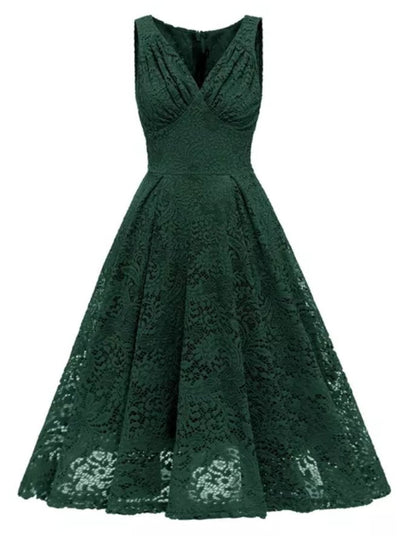 Vintage Grønn Broderikjole