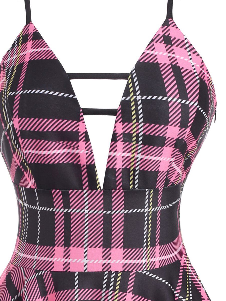 Vintage Rutete Blonderkjole Rosa