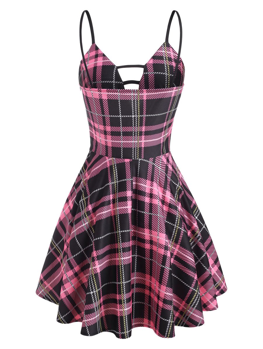 Vintage Rutete Blonderkjole Rosa