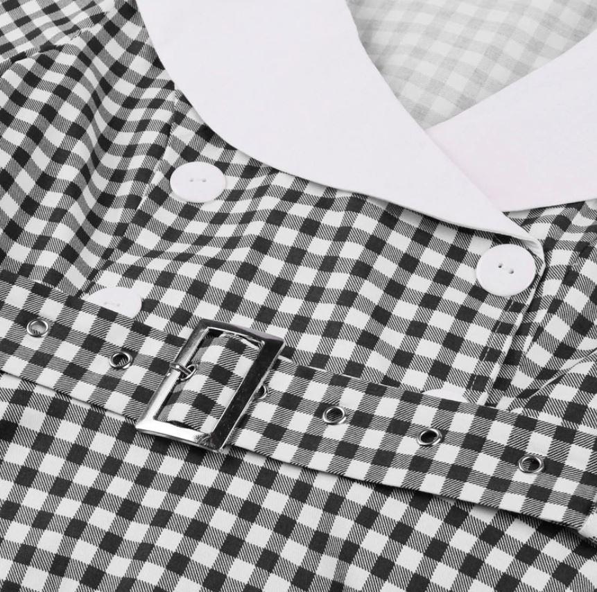 Vintage Svart Rutete Kjole