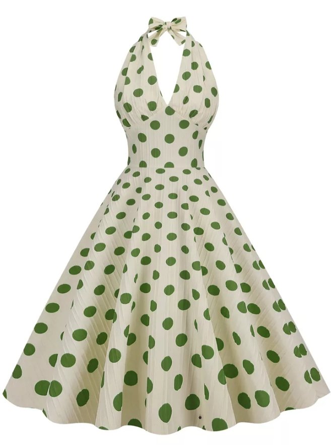 Vintage Elegant Retro Polka Dot Kjole