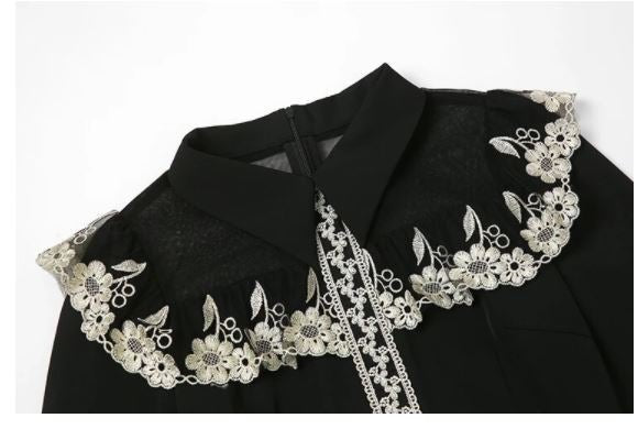 Vintage Svart Peter Pan Krage Kjole