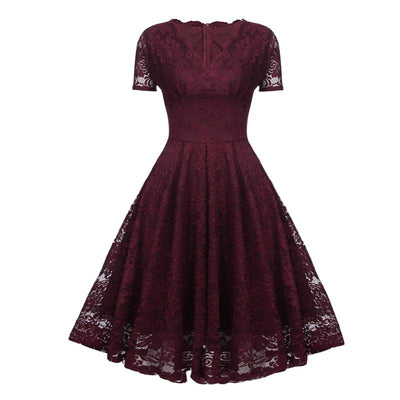 Vintage V-Hals Blondekjole Burgundy