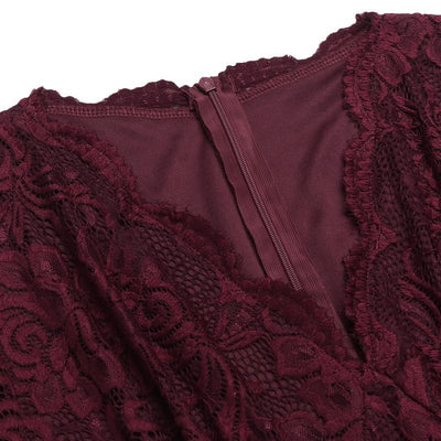 Vintage V-Hals Blondekjole Burgundy