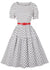 Vintage Rund Hals Hvit Polka Dot Kjole