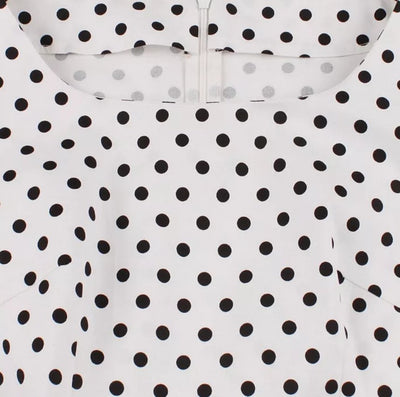 Vintage Rund Hals Hvit Polka Dot Kjole