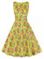 Vintage Gul Rund Hals Blomsterkjole