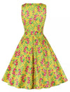 Vintage Gul Rund Hals Blomsterkjole