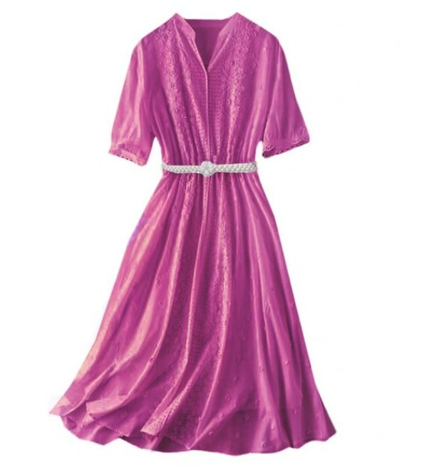 Vintage V-Hals Kjole Fuschia