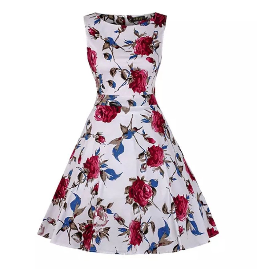Vintage Kjole I Bomullsblomster
