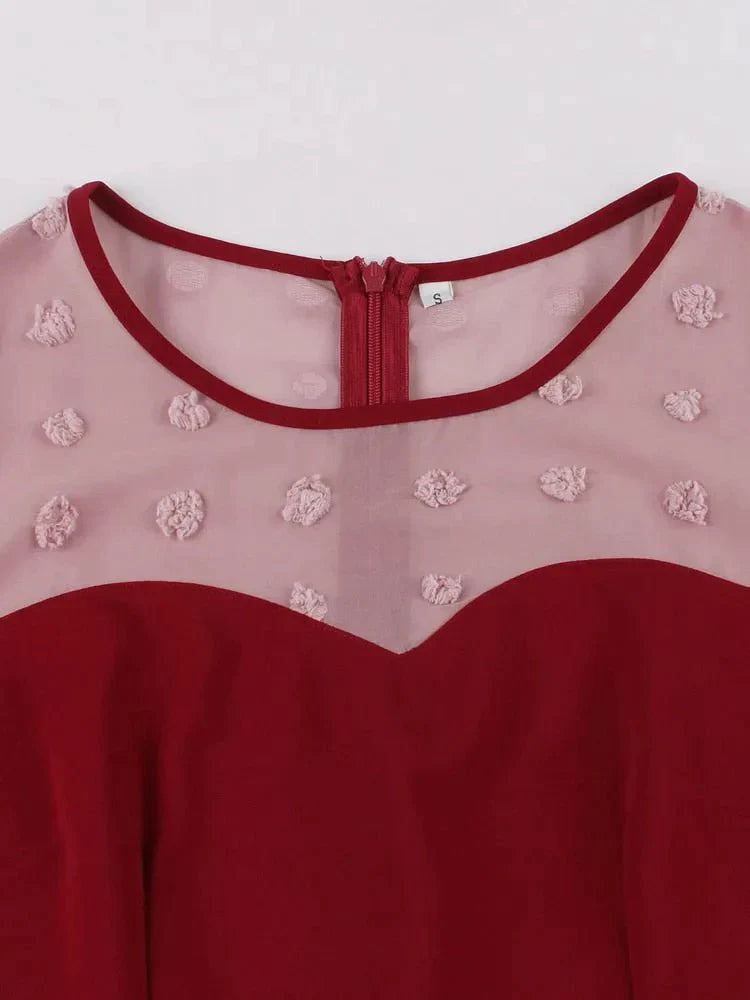 Vintage Pencil Chic Dress Burgundy