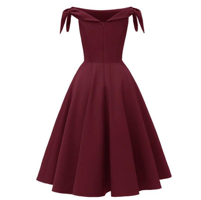 Vintage Burgund Kveldskjole