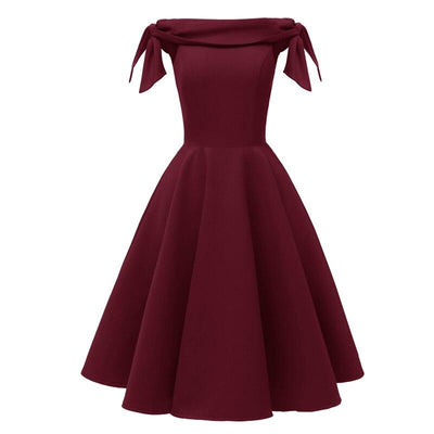 Vintage Burgund Kveldskjole