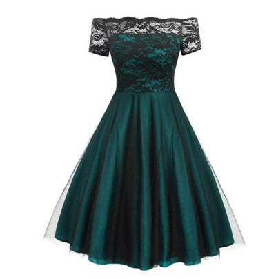 Vintage 50-Talls Grønn Blondekjole