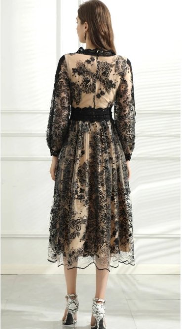Vintage Bohemian-Kjole Med Blonder