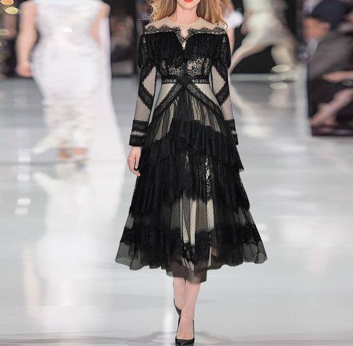 Vintage Blonde Langermet Kjole