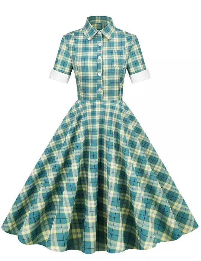Vintage Grønn Skotsk Kjole