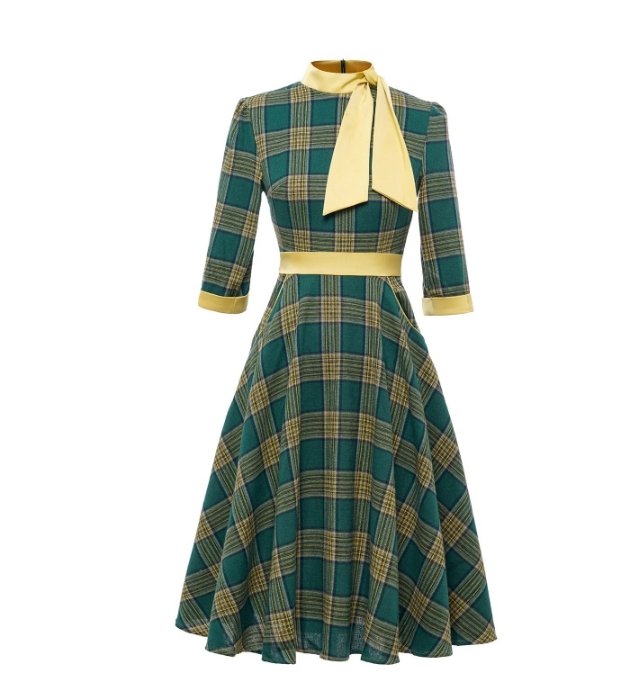 Vintage Grønn Eleganse Kjole