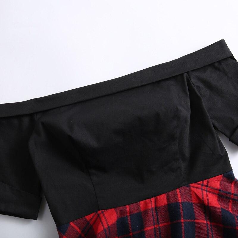 Vintage Off Shoulder Tartan-Kjole