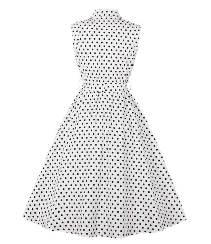 Vintage Svart Og Hvit Damekjole