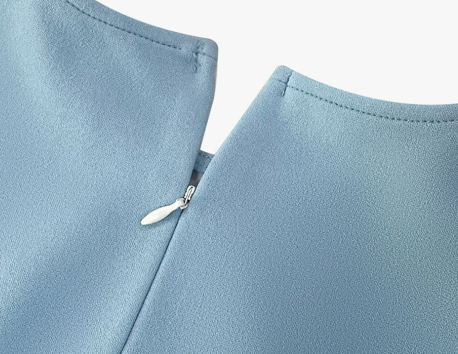 Vintagekjole For Kvinner Blå Prikker