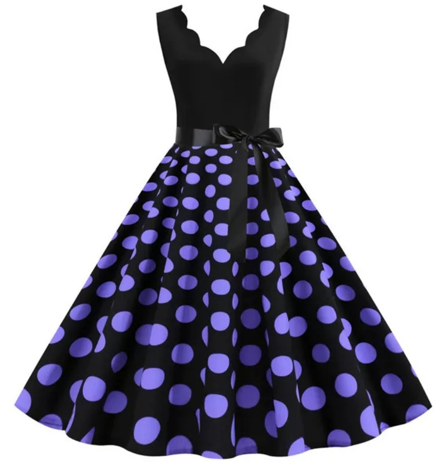 Vintage Damekjole Lilla Polka Prikker