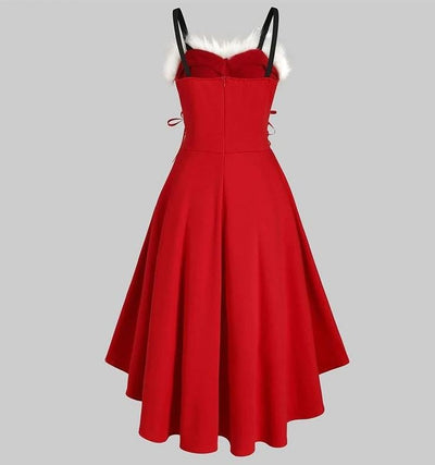 Vintage Rød Pelskjole