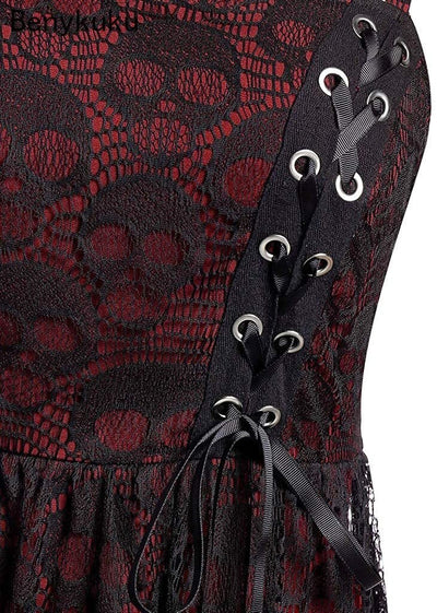 Burgund Gotisk Vintagekjole