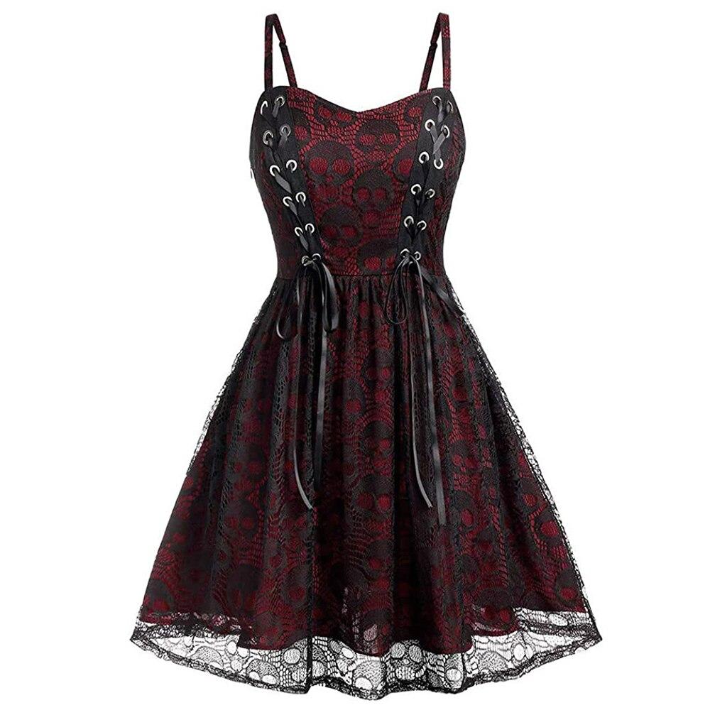 Burgund Gotisk Vintagekjole