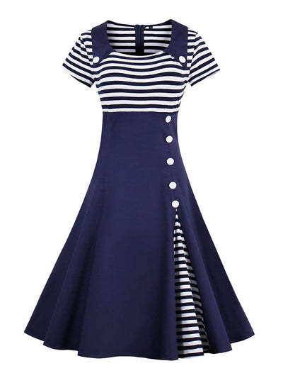 Vintage Plus Size 50s Kjole Blå