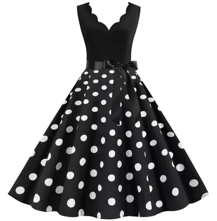 Vintage Kjole Plus Size Hvit Svart