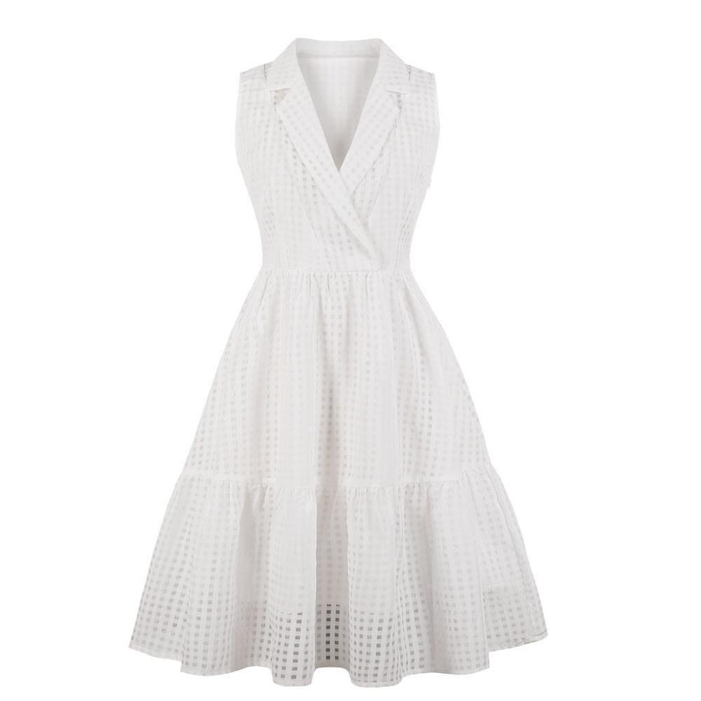Hvit Plus Size Vintage Kjole