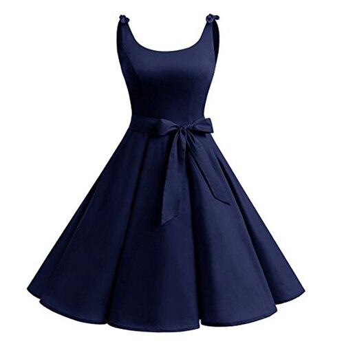 Plus Size Vintage Kjole Vanlig Blå