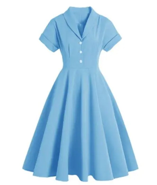 Plus Size Vintage Kjoleknapper Blå