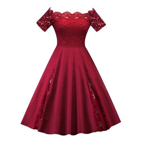 Vintage Kjole Plus Size Burgund Broderi