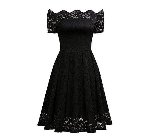 Vintage Kjole Plus Size Broderi Svart