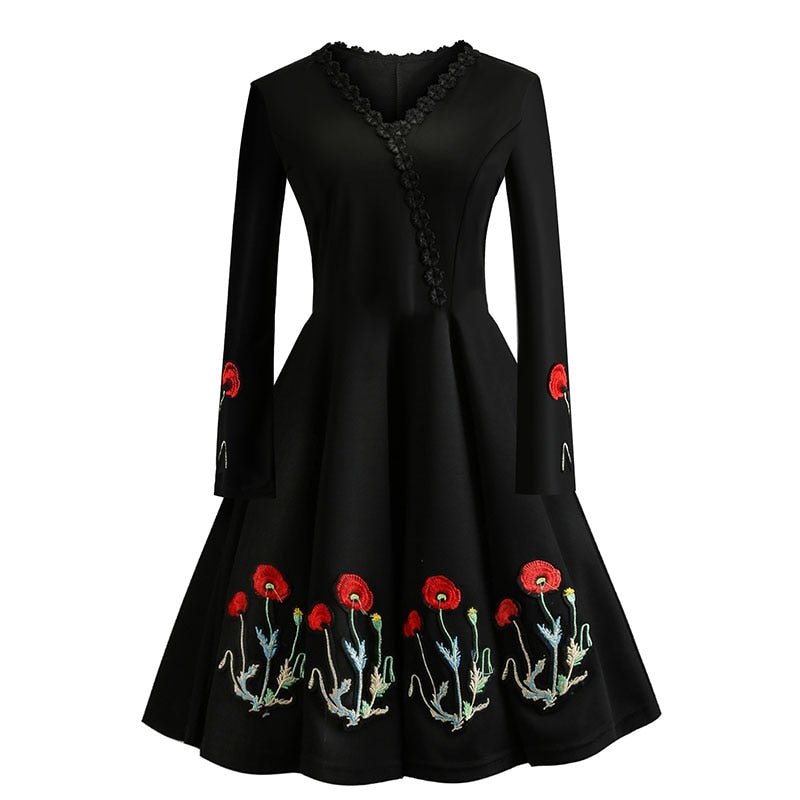 Vintage Plus Size Svart Kjole