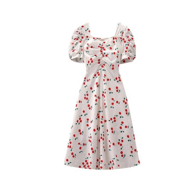 Vintage Plus Size Cherry Dress White