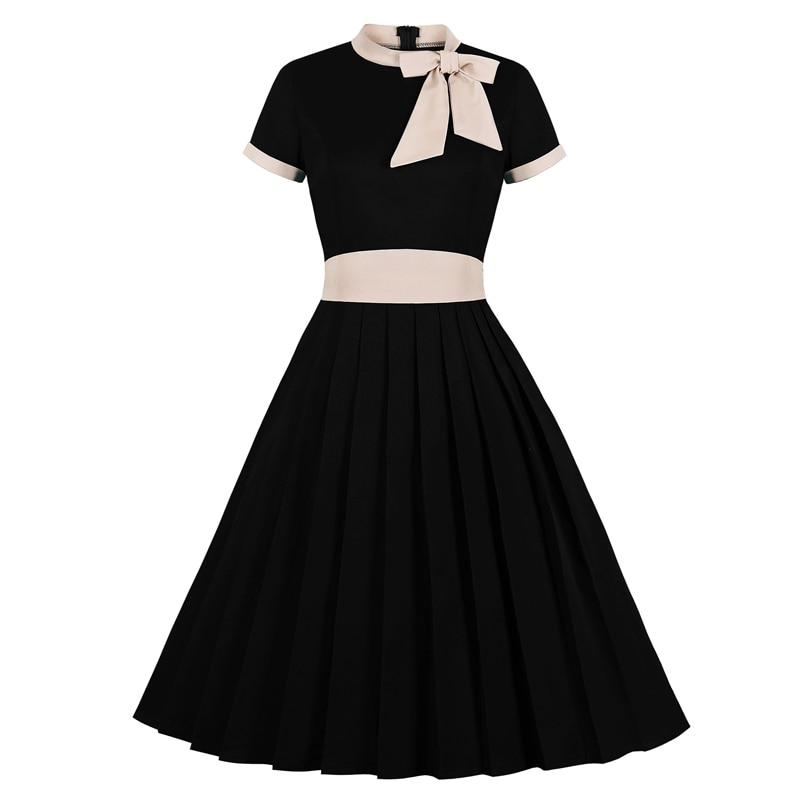 Vintage Plus Size Chic Svart Kjole