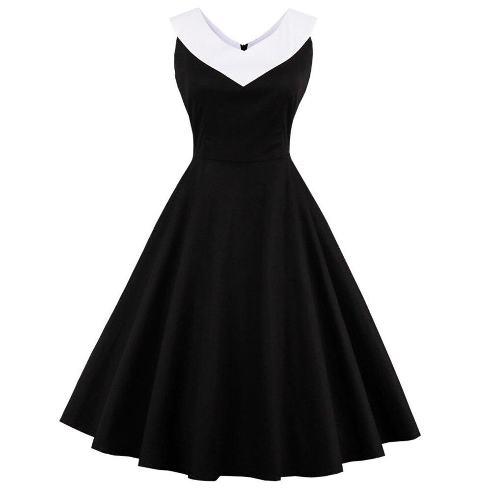 Plus Size Vintage Kjole Chic Krage Svart